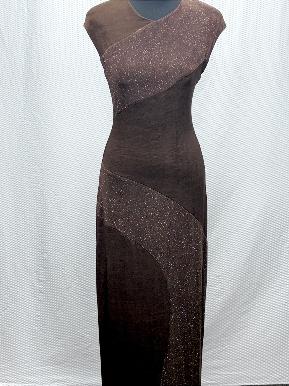 Vintage Y2K Ell Jay Whimsigoth Maxi Dress Womens 11 12 Brown Glitter Mesh